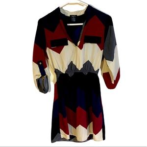 5/$25 Rue21 Women’s Burgundy Black and White Lined Mini Dress